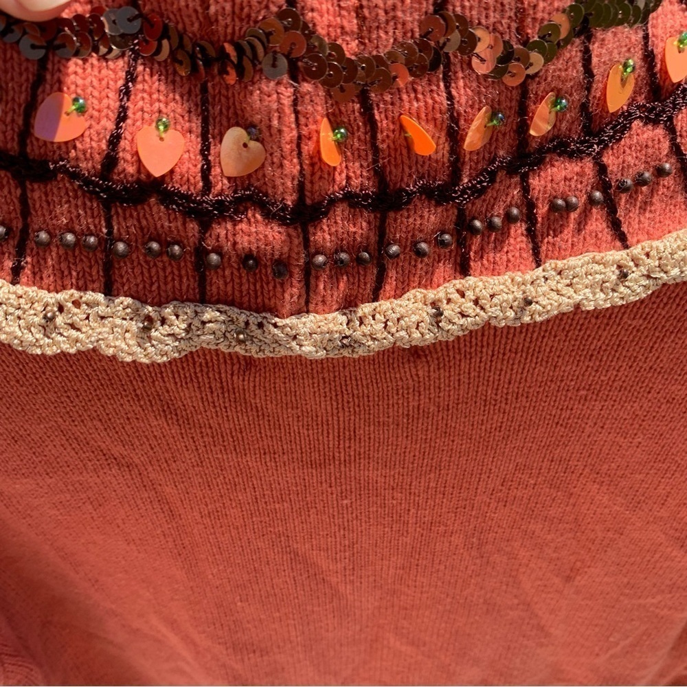 Storybrook Knits Vintage Butterfly Sweater Orange Fairycore Artsy y2k Sz Small - Picture 10 of 10